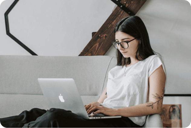 A woman with a laptop